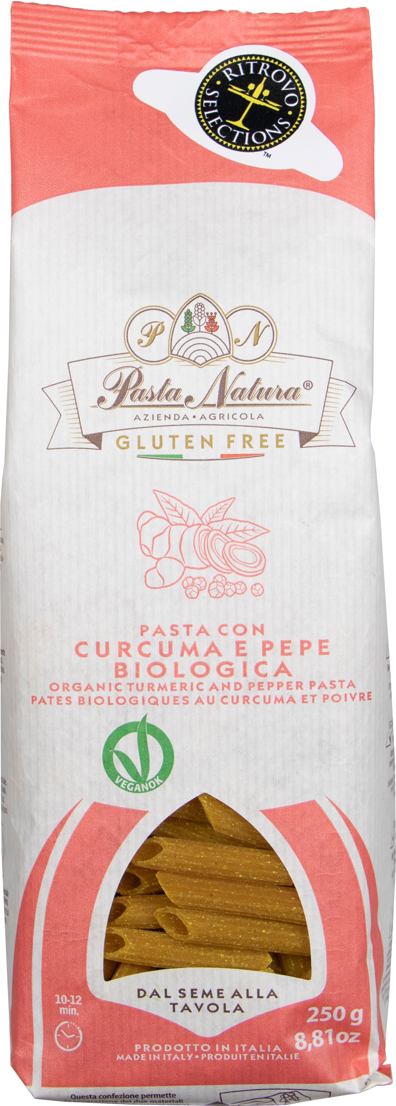 Pasta Natura Organic Turmeric and Black Pepper Corn Flour Penne